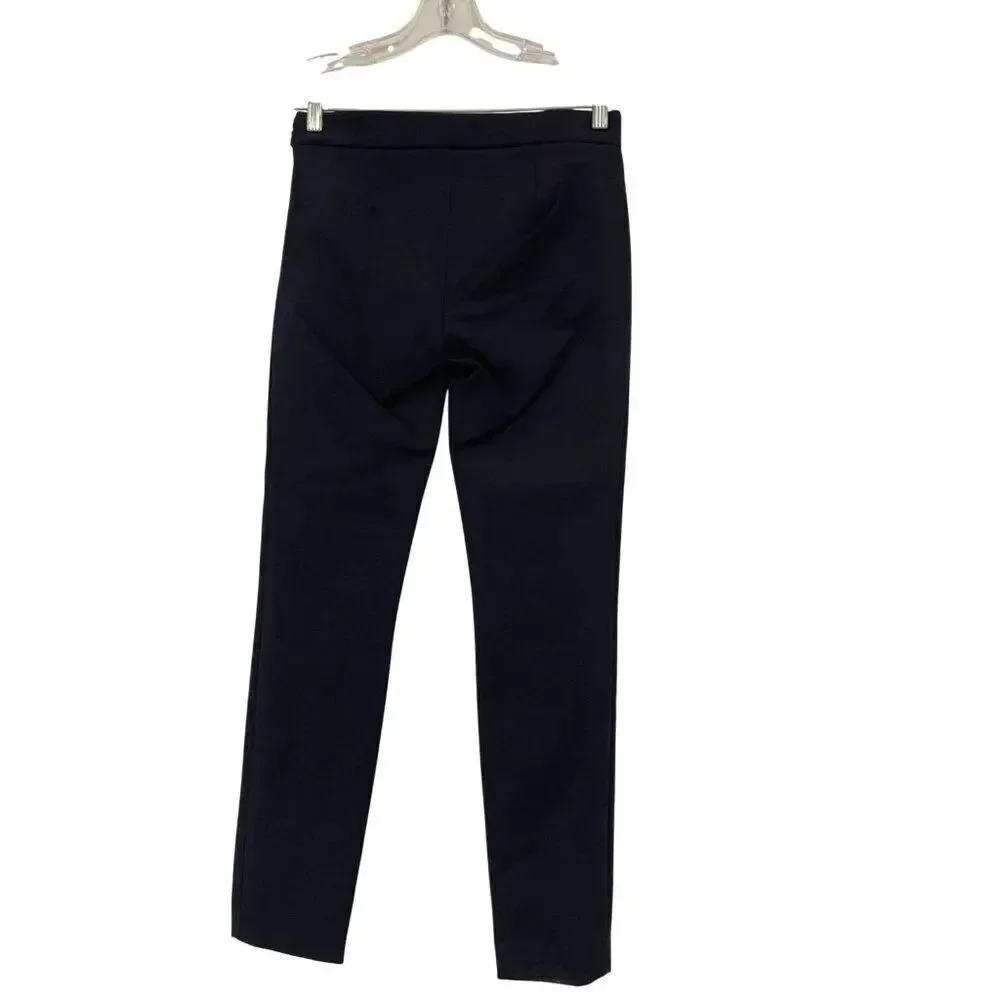 Tory Burch Womens Maude Legging Pants sz 0 Navy Blue Cotton Stretch 41694 NWT